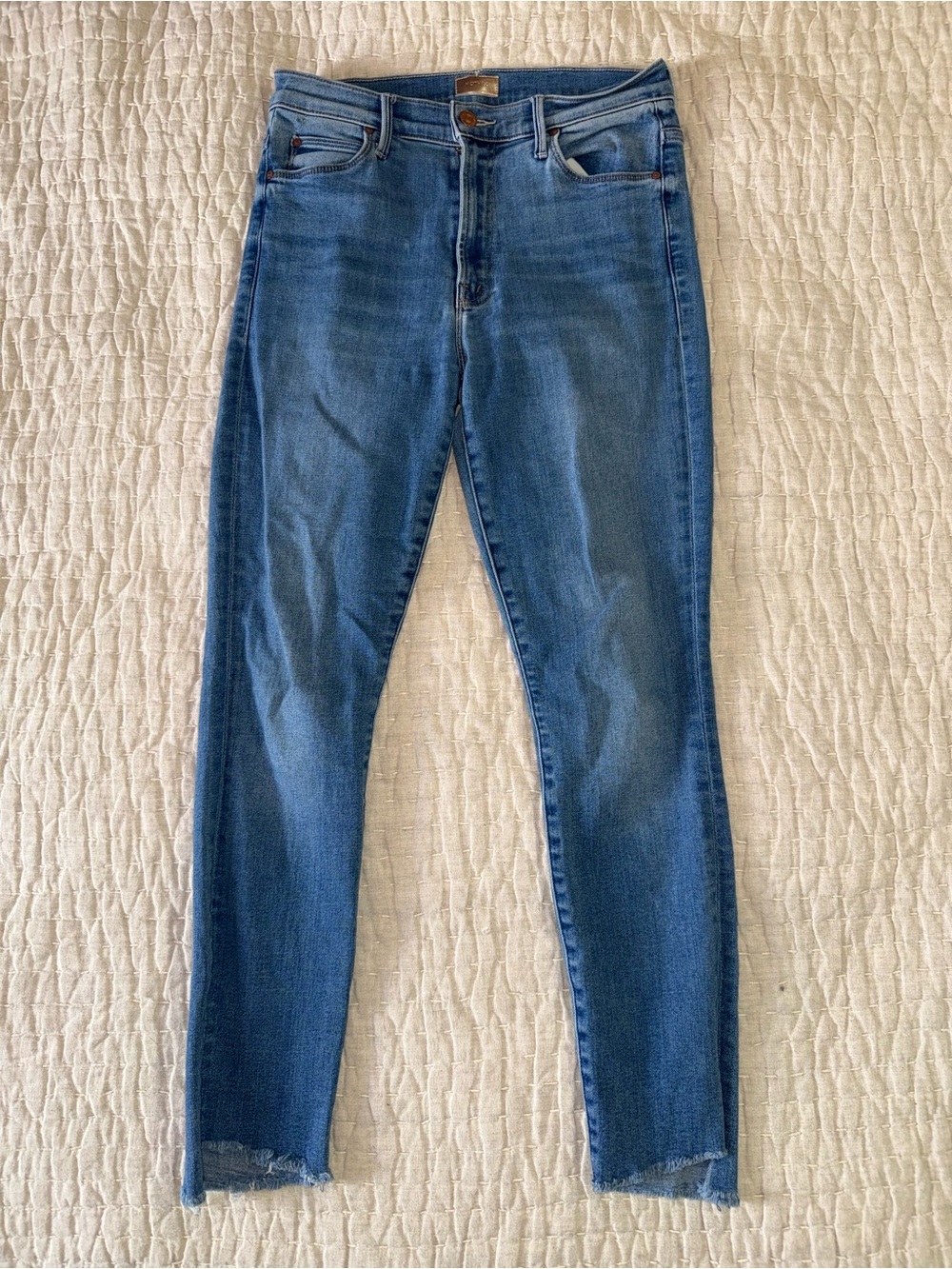 MOTHER Skinny Jeans in Medium Blue Wash